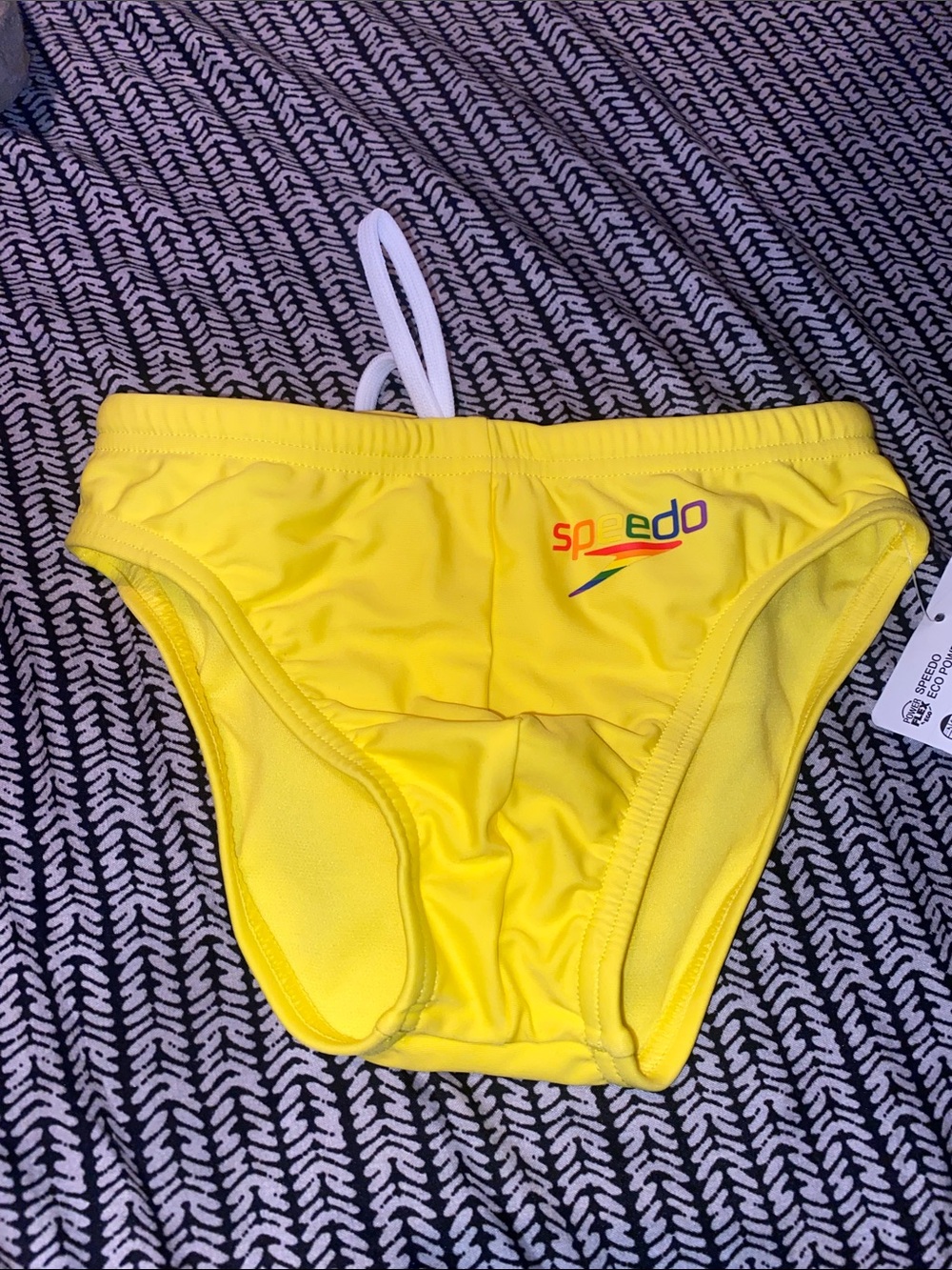 Speedo Yellow Boys' Swim Brief with Multicolor Logo